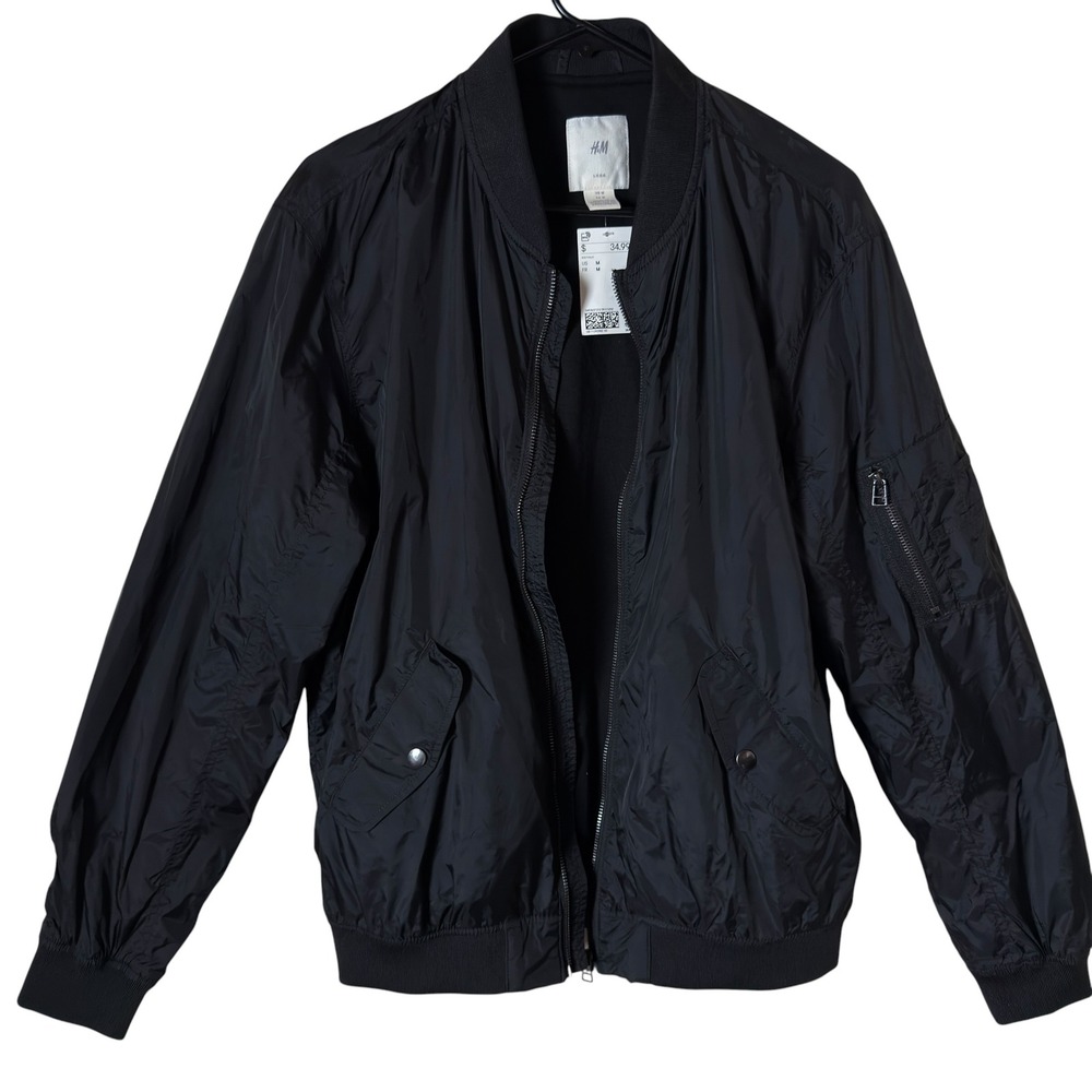 New NWT Bomber Jacket Black Mens Size M Lightweight Utility Flight Jacket‎